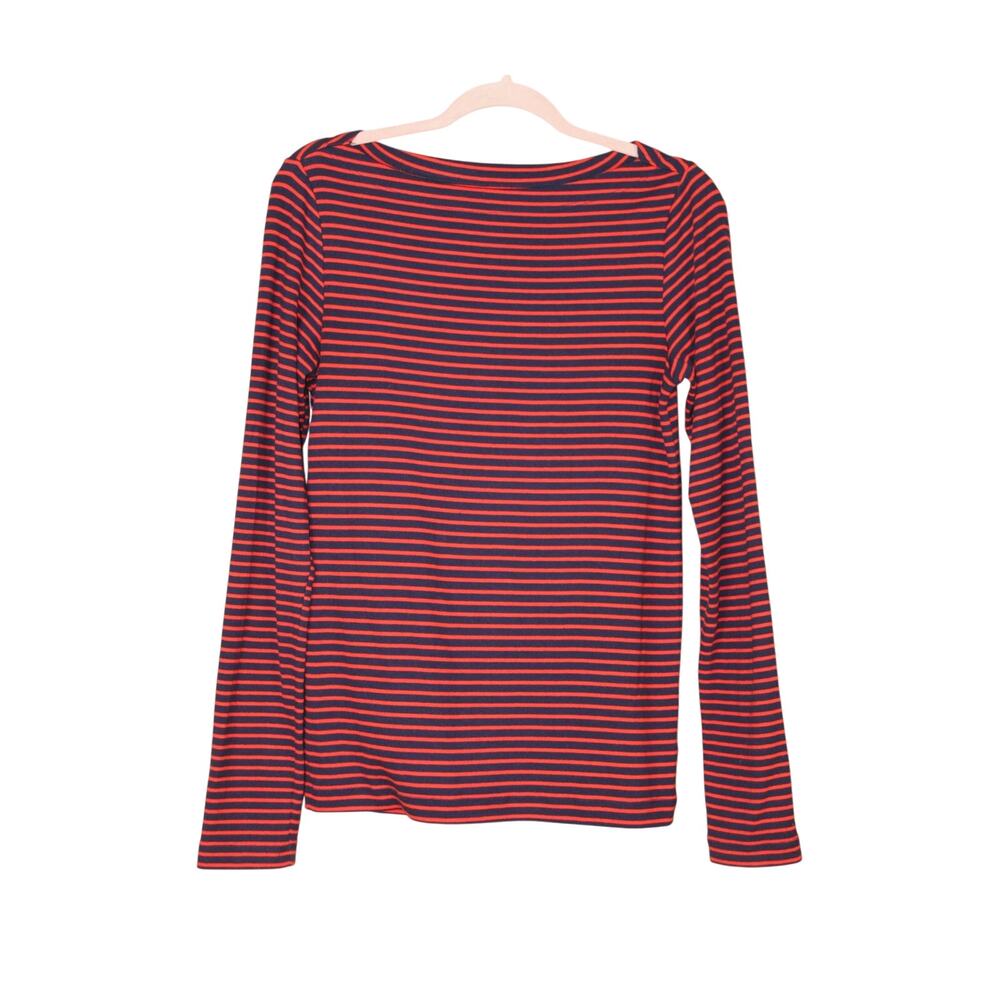 Gap Blue & Red Stripe Preppy Nautical Casual Long Sleeve Soft Fitted Top Size M